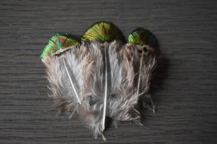 Small green peacock feathers